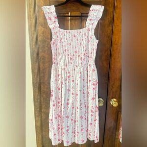 Francesca's Collections Pink Floral Midi Dress